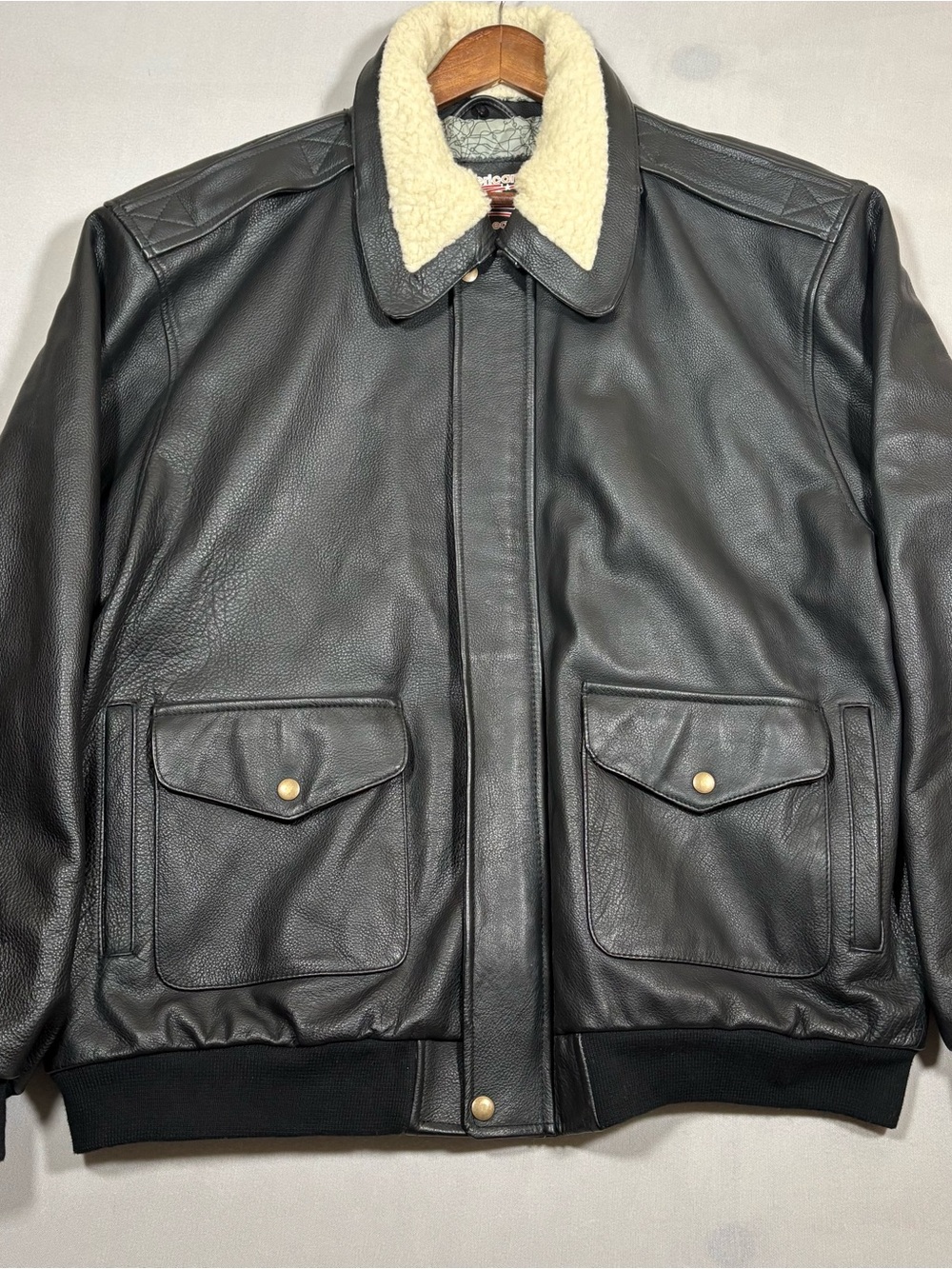 VTG 90s American Hide & Leather A-2 Flight Bomber Jacket 3XL Removable Collar